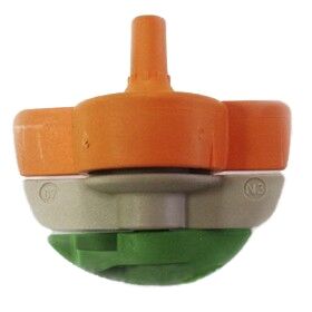 Boquilla microaspersor SPINNET 90l-h conex. macho naranja-verde Microaspersor AQUASMART 2002 naranja boq. gris 28l/h