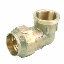 Codo latón mixto 90º rosca hembra 1-2”- ø20mm tubería PE Codo latón mural mixto 90º rosca hembra 1''- ø32mm tubería PE