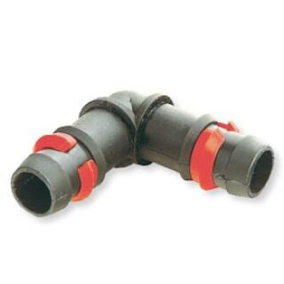 Codo espiga 90º seguridad ø16mm anillas rojas tubería PE Codo espiga 90º seguridad ø16mm anillas rojas tubería PE
