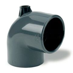 Codo PVC 90º ventoso ø200mm ”AIR” rosca hembra 2″ Tubo fundición dúctil K7 ø450mm saneamiento