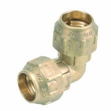 Codo latón 90º manga-manga ø20mm tubería PE Codo latón mural mixto 90º rosca hembra 1''- ø32mm tubería PE