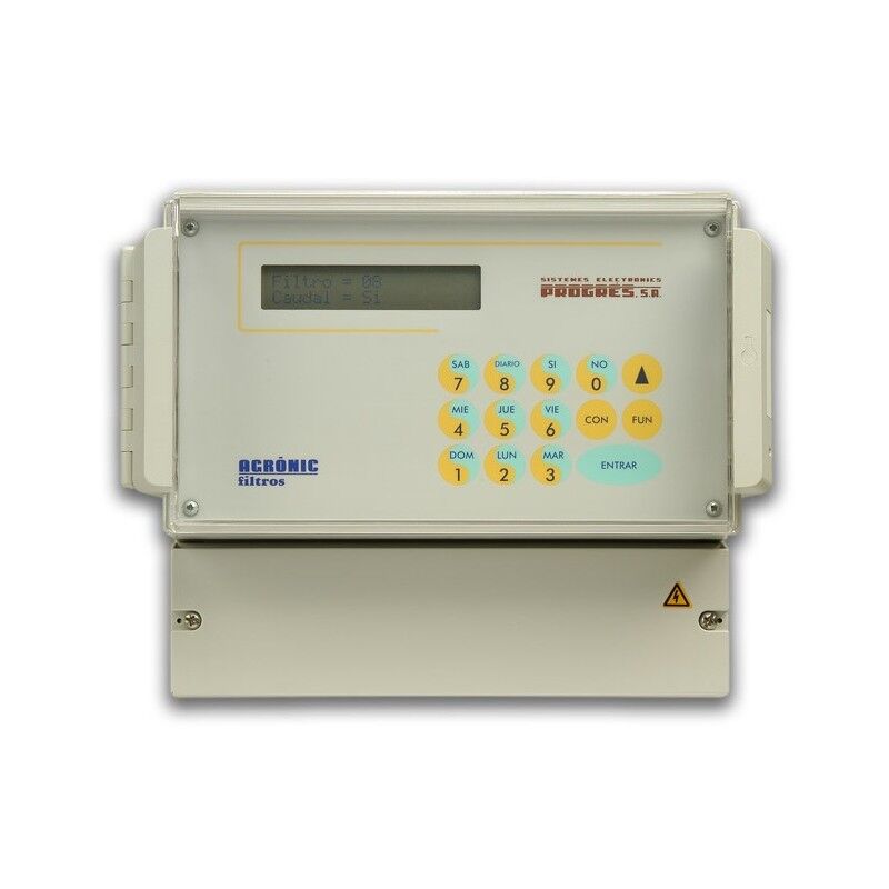 Programador Agrónic 18 filtros 12V DC caja Programador Agrónic 6 filtros 12V DC latch 3 hilos caja